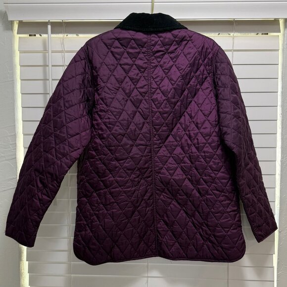 Barbour Women's maroon diamond quilted snap front jacket; Size 12 - Picture 2 of 5